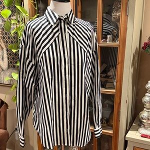 Express Black and White Striped Shirt NWT